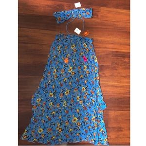 Urban Outfitters Blue Floral Skirt Set~ Large (brand new with tags)